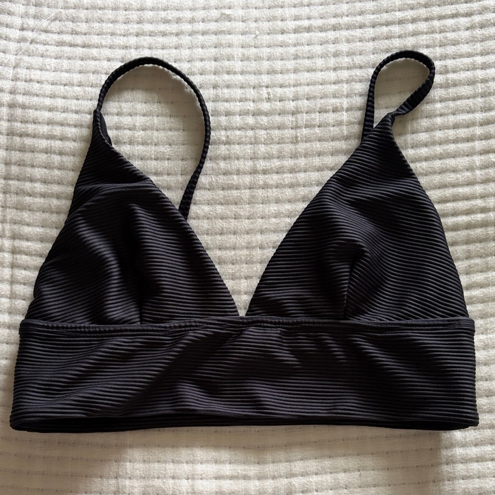 Black Ribbed Swim Bralette
